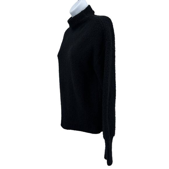 Marled Sweater WMNS XS Black Soft Fuzzy Pullover High Neck Long Sleeve Stretchy - Picture 3 of 8